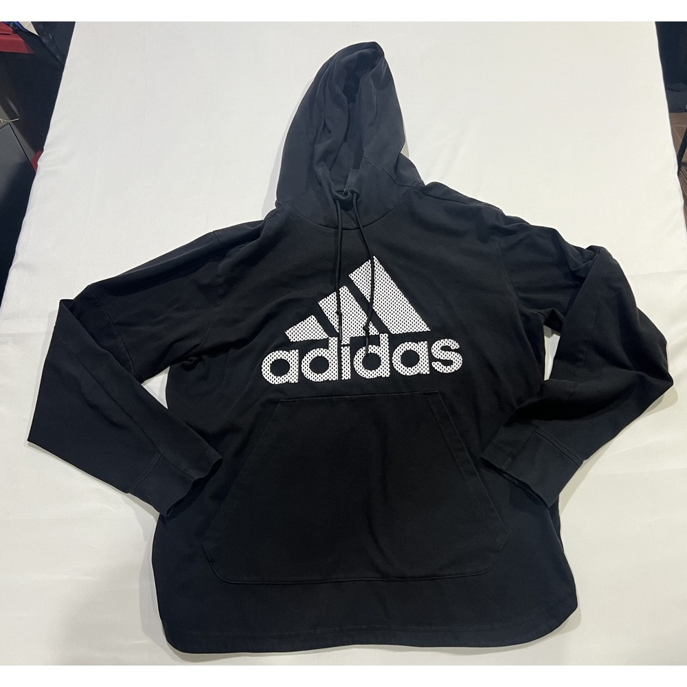 Adidas Hoodie Mens Large Black Activewear Pullover